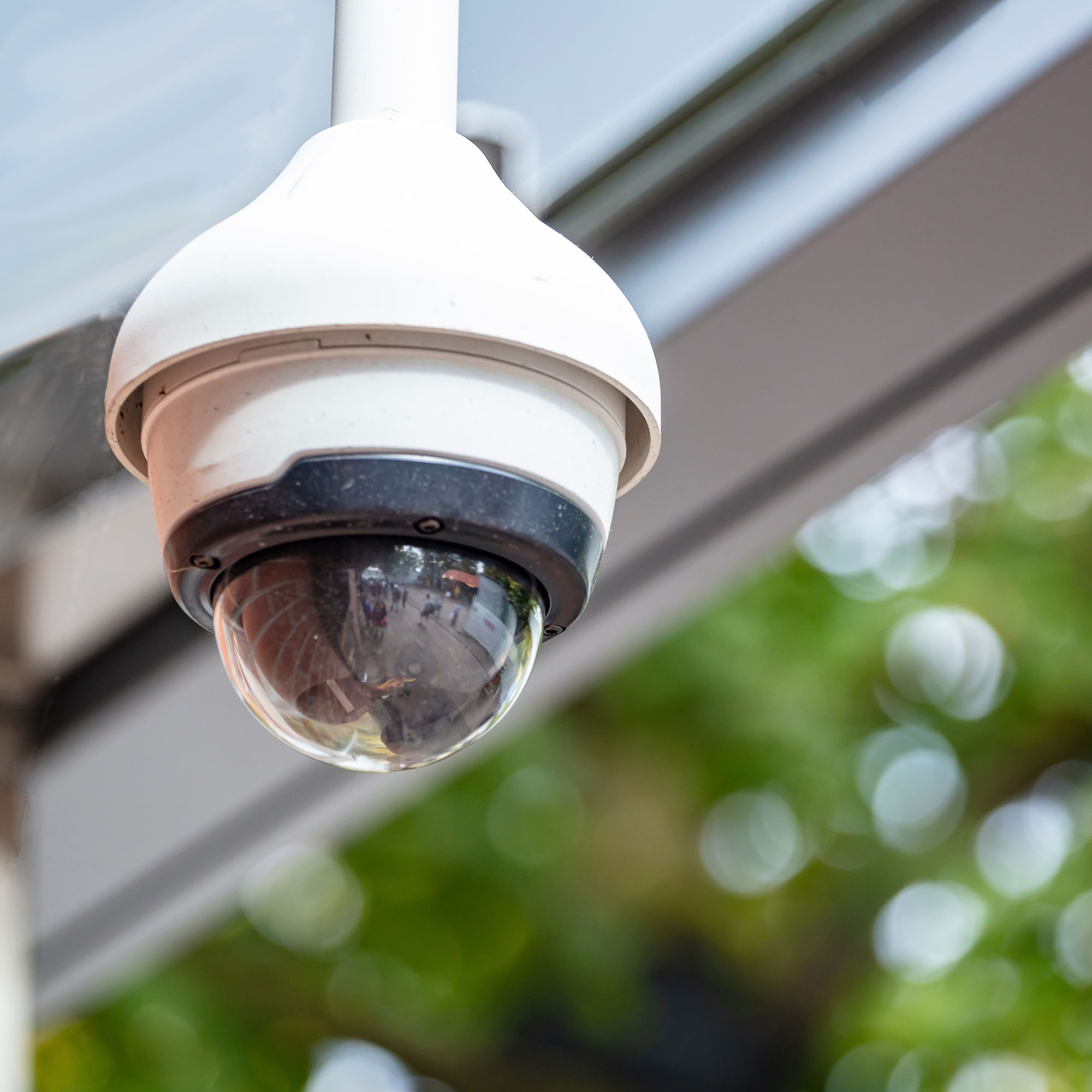 Surveillance CCTV Security Camera on the roof, closeup view